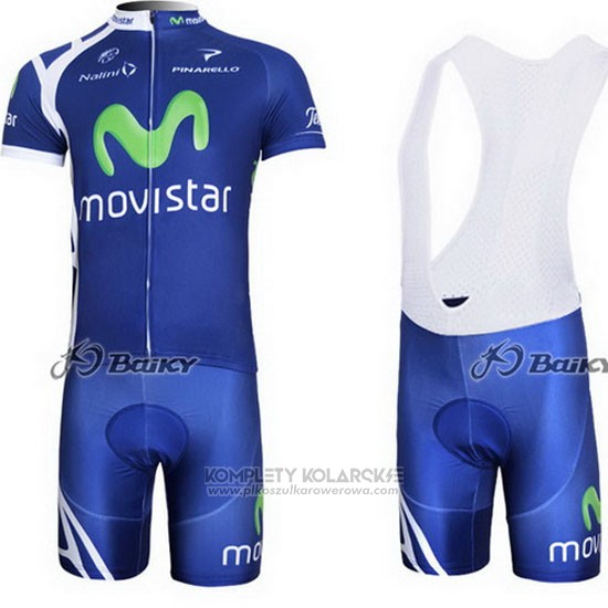 2011 Odziez Rowerowa Movistar Niebieski Krotkie Rekawy i Rowerowe Szelkach